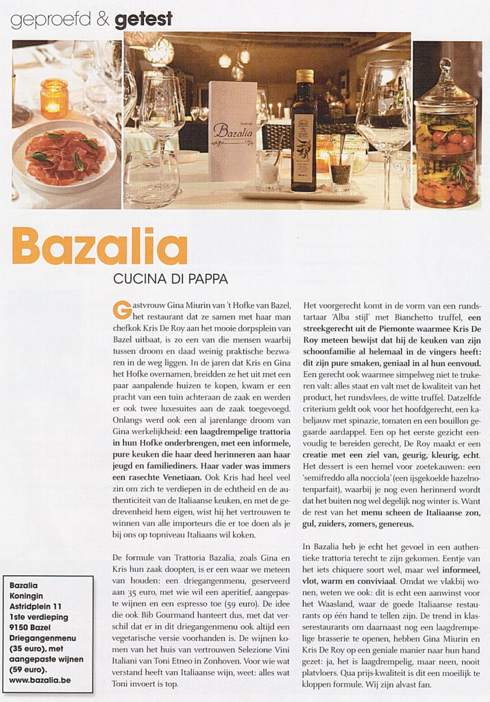 Artikel geproeft & getest Trattoria Bazalia